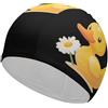 FJQWKLF Paperella di gomma gialla con fiore di margherita, cuffia da nuoto unisex per uomo e donna, adatta a capelli corti e lunghi, cappelli da bagno alla moda