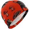 FJQWKLF Lazy Carnivore Chimpanzee Shroom Red grande cuffia da nuoto per donna corta impermeabile cuffia da nuoto per adulti Protezione capelli e riduzione a resistenza gorras de natacion para mujer