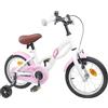 KTHLBRH Bicicletta per Bambini 16 Pollici in Acciaio Bianco per 4-6 Anni | Telaio in acciaio, ruote in acciaio e gomma, freno classico, manubrio e sellino regolabili, colore bianco