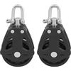 Healeved 2 Pezzi Carrucola Marina Doppia con Cuscinetto Girevole, Nylon e | Montaggio Rapido, Rotazione a 360 Gradi, Nero, per Linee Trolley Ancora e Attrezzi Pilates