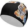 FJQWKLF Cuffia da nuoto unisex con stampa tigre e ghiandaia azzurra, adatta a uomini e donne con capelli corti o lunghi, ideale per la spiaggia.