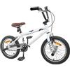 KTHLBRH BMX 16 Pollici Bambino 5-8 Anni Bianco Acciaio | Telaio acciaio,ruote acciaio e gomma,freno a tiro lineare,singola velocità,sella e manubrio regolabili
