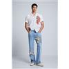 Desigual, Jeans dritti stampati, Cotone, Blu, 28