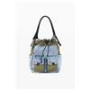 Desigual, borsa media in denim combinato, Donna, Blu, U