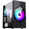 Itek Case VORTEX Gaming Mini Tower, mATX, 20 cm e 12 cm ARGB Fan, 2xUSB3, Pannello Laterale in Vetro Temperato