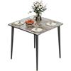 FATIVO Tavolo da Pranzo Marmo Quadrato 80x80cm: Cucina 4 Posti, Soggiorno Moderno Antigraffio, Scandinavo Grigio Lucido Raffinato da Ristorante, Metallo Telaio