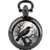 Tiong Orologio da tasca nero vintage steampunk quarzo orologio da tasca costume uomo donna collana gioielli regali