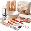 Overmont Kit Lievito Madre 11 Pezzi con Cestino Lievitazione 23 cm | Con barattolo, frusta, lama, raschietti, tappetino e sacchetto per pane; ideale per principianti e panificatori casalinghi