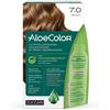 ZUCCARI Aloecolor 7,0 biondo tinta permanente capelli colore ad alta pigmentazione 50 ml + rivelatore aloeossigenata 75 ml + shampoo alo - ZUCCARI - 988880872
