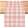 Geoloee Runner da tavola a quadretti per feste rosa e bianco 33 x 230 cm | a quadretti decorativo ideale per Pasqua picnic con i bambini grigliate decorazioni da tavola festività eventi al chiuso