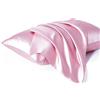 Juwenin Home - Confezione da 2 federe per cuscino in pura seta di gelso, morbide, per capelli e pelle, con chiusura a busta (rosa, standard, 50 x 75 cm)
