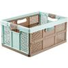 keeeper Robusta Cassetta Pieghevole con Impugnature Soft-Touch, 48,5 x 35 x 23,5 cm, 32 L, Lea, Blu/Marrone