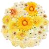 Zequech 35 fiori di plastica per artigianato, mini fiori decorativi in serie giallo, per bouquet da sposa, lavagna da parete, festa di nozze, casa, giardino, decorazione fai da te