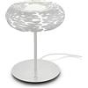 Alessi Barklamp BM11 W - Lampada da Tavolo di Design a LED con Decoro Traforato in Acciaio Inoxe Resina Epossidica, Bianco