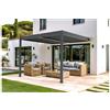 CAZEBOO - Pergola Bioclimatica Addossata Piana 3x3m - Alluminio - Grigio - Lamelle Orientabili In Acciaio - SPEDIZIONE GRATUITA
