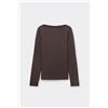 Tezenis Maglia Maniche Lunghe Scollo Barchetta Viscosa Donna Marrone