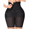 KLVEE Pantaloncini di controllo della pancia di Shapewear, modellatore del | 4 stecche in acciaio anti-roll, doppie bande incrociate appiattiscono la pancia, pantaloncini 3D per sollevamento glutei