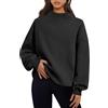QuyiFa Felpa Oversize a Collo Alto da Donna, Maglione a Collo a Imbuto da Donna, Felpa Oversize a Collo Alto con Spacchi, Felpe con Collo a Cappuccio da Donna. (Nero,XL)