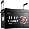 VEVOR Batteria al Litio LiFePO4 24V 100Ah 4000+ Cicli 2560Wh per Camper, Motori Elettrici, Pesca, Barche, Impianti Solari, Connessione 8P2S, BMS 100A, Protezione dalle Basse Temperature