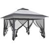 Outsunny Gazebo da Esterno 3.6x3.6m in Acciaio e Tessuto Oxford Anti-UV con Zanzariere e Altezza Regolabile, Gazebo Pieghevole, Grigio|Aosom