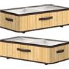 HOMCOM Set 2 Contenitori Sottoletto 60 L con Ruote e Coperchio, 78,5x43x23 cm, Naturale | Aosom Italy