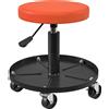HOMCOM Sgabello da Officina con Ruote e Altezza Regolabile 38-50 cm, Arancione | Aosom Italy