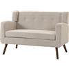 HOMCOM Divano 2 Posti 118 cm in Tessuto a Coste con Capitonné e Gambe in Legno, Beige | Aosom Italy