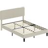 HOMCOM Struttura Letto 140x190 cm con Testiera Regolabile e Rete a Doghe, Velluto a Coste, Grigio | Aosom Italy