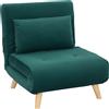 HOMCOM Poltrona Letto 3 in 1 Pieghevole con Schienale Click-Clack Regolabile, Verde Scuro | Aosom Italy