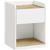 HOMCOM Comodino Moderno con Cassetto, Nicchia e Passacavi 42x37x55 cm, Bianco Rovere | Aosom Italy