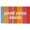 Fisura - Zerbino d'ingresso "good vibes inside" in fibra di cocco con base antiscivolo in PVC. Tappeto originale multicolore dipinto a mano. Dimensioni: 70 cm x 40 cm.