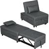 HOMCOM Poltrona Letto Singolo 3 in 1, Poltroncina Reclinabile a 3 Livelli con Rivestimento in Tessuto Effetto Lino e Cuscino, 65.5x104x81 cm, Grigio