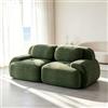 VILUXE Divano a 2 posti, senza cornice, verde | Divano modulare con sgabello, tessuto a coste in schiuma 32D, per soggiorno, camera da letto, home theater, famiglie e ospiti