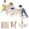 COSTWAY 7 in 1 Set da Arrampicata per Bambini, Giocattoli da Arrampicata in Legno con Rampa Scala e Arco, Gioco del Labirinto, Giochi Montessori per Bambini 1 Anni + (Rana 3 pezzi, Colorato)