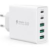 Dongcill Adaptateur Secteur USB 40W, Chargeur Avec Prise Euro, Bloc d'alimentation | Compacto 5 Ports : USB-C + A, Compatible avec Liseuses Électroniques, Brosses à Dents Électriques, Smartphones-Blanc