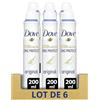 DOVE - Deodorante da donna originale Zinc Protect - Spray - 0% alcool - 72 ore di protezione antiodore (confezione da 6 x 200 ml)