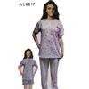 Pigiama donna 3 pezzi a fantasia in cotone