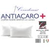 Coppia federe cuscino anti acaro in puro cotone con cerniera 50x80 cm