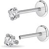 PunkTracker 16 g/18 g, in acciaio chirurgico, filettatura interna, zirconia cubica, piercing per trago, naso, helix, conchiglia, medusa, labbro, labret, helix, trago, cartilagine, per uomo e donna, 2