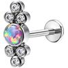 Hoisy 18G 1,0x10mm Piercing Naso Studs Titanio G23 Uomo, Rotondo con Opale e Zirconio Cubique, Piercing Bianco Argento Naso