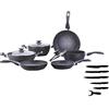 Batteria Pentole Bavaria 15 Pz Pietra Lavica Qualita Extra Set 6 Coltelli Omag