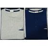 Pigiama Uomo Cotone Manica Pantalone Lungo Girocollo a Bottoni Blu Grigio