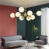 FanXus Lampadario Moderno in Oro - Lampada a Sospensione Creativa a Forma di Fagiolo Magico - Sfera in Vetro Bianco 8 * E27 - Metallo - per Soggiorno e Cucina