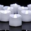 Yakpo Confezione da 12 lumini a LED a batteria, colore bianco freddo, con timer, senza fiamma, tremolanti, candele votive elettriche a LED, per Natale, Halloween, decorazioni a forma di zucca