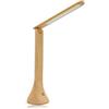 Fishtec Lampada da Scrivania a 20 LED COB - Lampada da comodino Tattile - Lampada da tavolo con 3 Livelli di luminosità - Inclinabile a 180° - Alimentazione presa USB o Pile - 25CM - Aspetto Legno