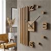 FLEXISTYLE Orologio da parete 3D fai da te in legno di quercia lamelle, grande orologio da parete da 60 cm, design moderno EKO orologio da parete decorazione per ufficio, soggiorno, camera da letto