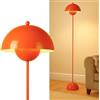 Alpinaluz Lampada da Terra in Metallo con Paralume Bombato - Design Retro Nordico - Luce Indiretta Verso il Basso - E27 - Interruttore a Pedale - Per Salotto e Interni (Arancione)