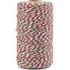 KINGLAKE Spago Natalizio per Confezioni Regalo e Artigianato, 2 mm, Verde, Rosso e Bianco, 100 m di Cotone per Panettieri e Cucina