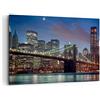 ARTTOR Stampe da Parete Moderne 100x70 cm Quadro su Tela Architettura Città - 0512 | New York Ponte di Brooklyn Notte Quadro Decorativo 1 pezzo Soggiorno Arte da Parete Decorazione da Parete ARTTOR