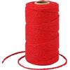 KINGLAKE Cordoncino di cotone per macramè, 2 mm, 100 m, colore rosso | Filato di cotone sottile, per cuocere, cucinare in cucina, fai da te, regali di Natale, decorazioni